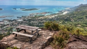Panorama of Eden Island, airport, and Ile au Cerf at the end of the Glacis Trois Frères Trail, Seychelles Panorama of Eden Island, airport, and Ile au Cerf at the end of the Glacis Trois Frères Trail, Seychelles